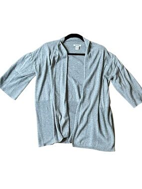 Hampshire Studio Gray Open Front Knit Cardigan | Bell Sleeve